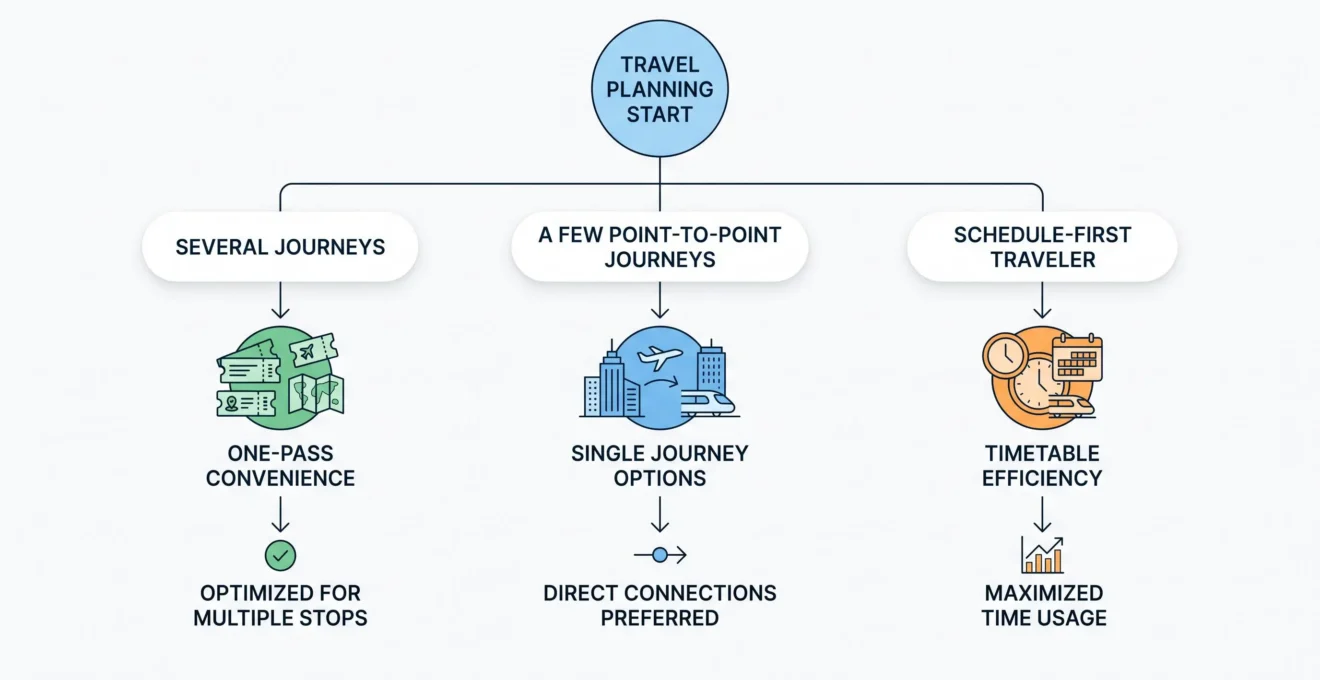 Decision guide for choosing between a Tuscany travel pass and individual bus tickets